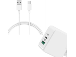 Carregador + Cabo PHONESHIELD Fast Charge para Motorola Edge Plus (USB/USB-C - 18 W - 1 m - Branco)