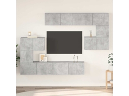 Vidaxl 8 Pcs Conjunto Móveis Tv Derivados De Madeira Cinzento Cimento