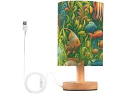 Luminária De Mesa Mnsruu Para Quarto, Sala De Estar, Luminária De Cabeceira Com Design Algas Verdes E Portas
