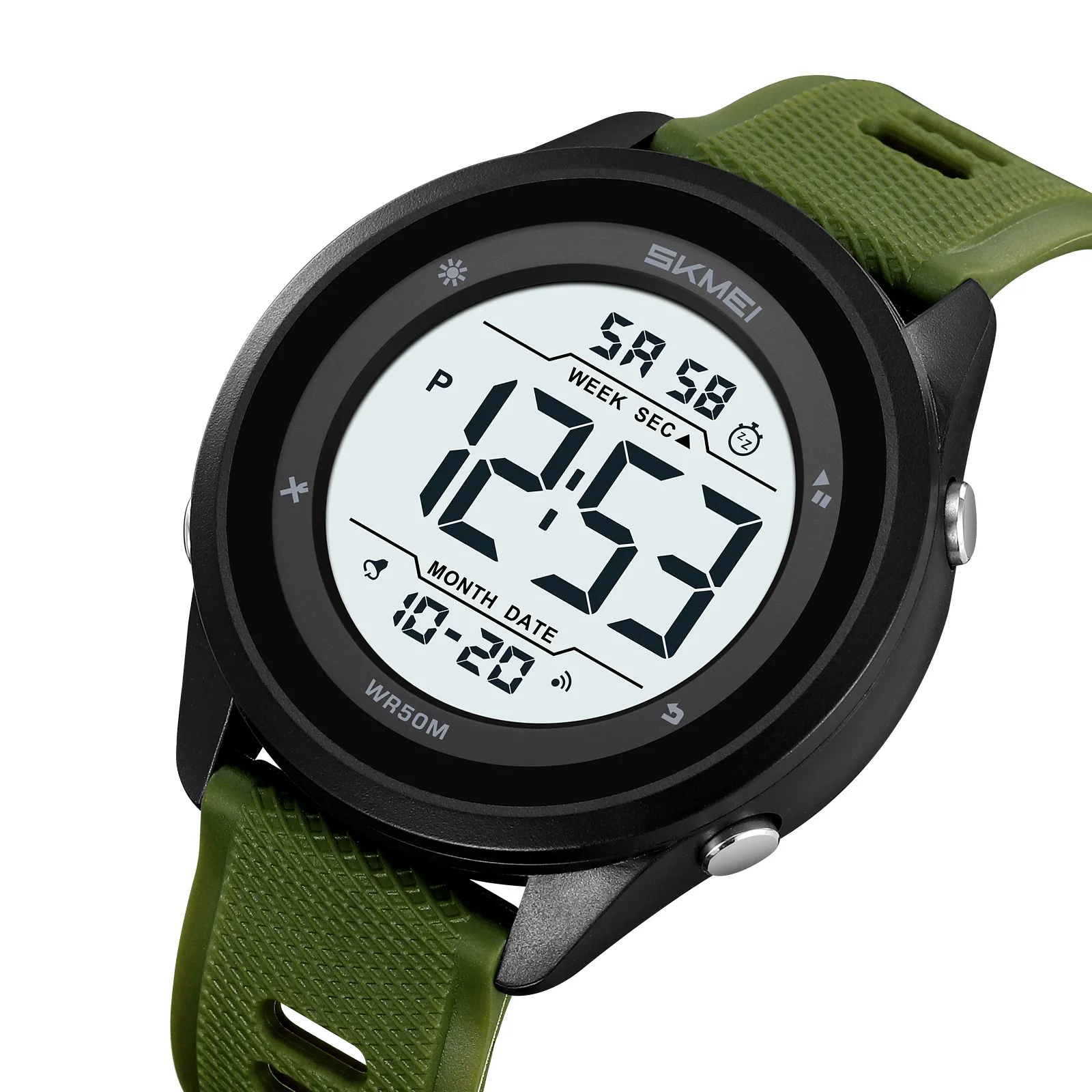 Relógio eletrônico esportivo MDUG com pulseira de nylon ultrafina, despertador, luminescente e à prova d'água