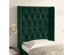 Vidaxl Cabeceira Cama C/ Abas Veludo 83x16x118/128 Cm Verde-escuro