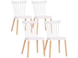 Conjunto de 4 Cadeiras Pp e Madeira de Faia Cor Branco e Madeira 48x52,5x83cm Homcom