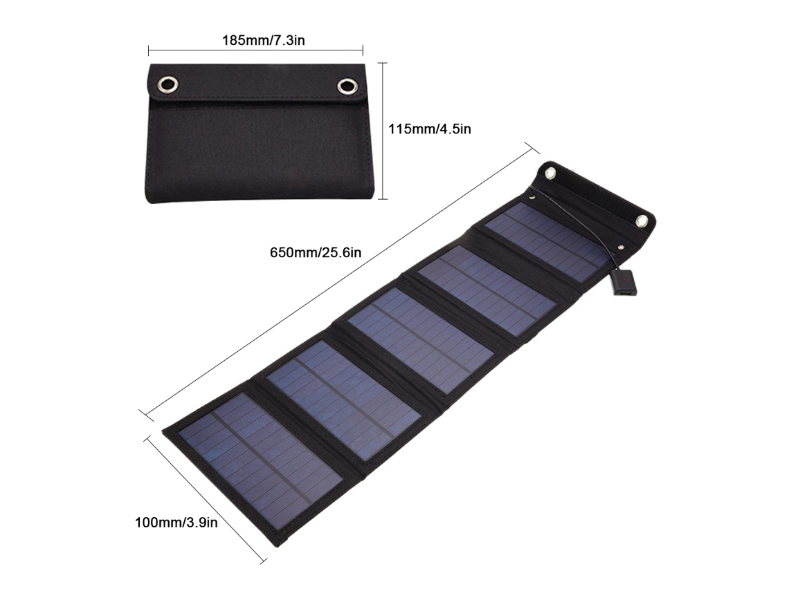 Yuru painel Solar Portátil 15w de Silício Monocristalino Dobrável com Saída Usb para Carregamento de Celular Ao Ar Livre