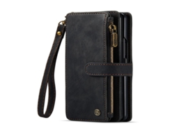 Lurelia Estojo Flip Samsung Galaxy A14 3-em-1 Cordão Suporte Porta-cartões Couro Pu Tpu Preto Slim