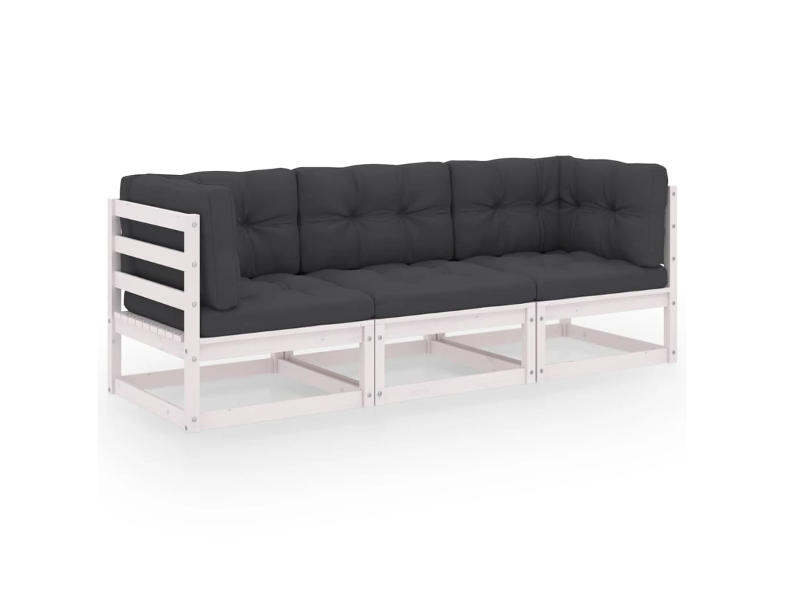 Conjunto 1 Sofá De Jardim Vidaxl Branco Madeira De Pinho Maciça (70 X 70 X 67 Cm)