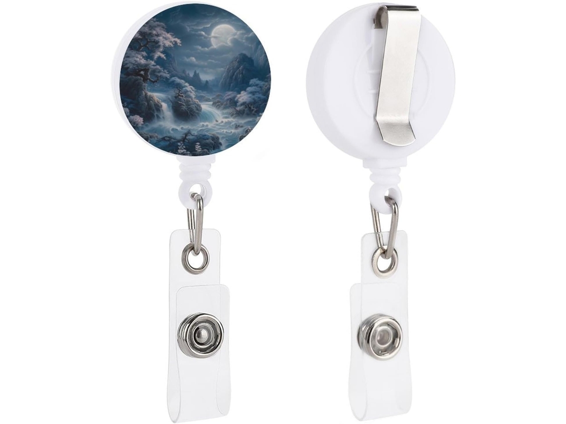 Porta Crachá Retrátil Com Clipe Jacaré, Chaveiro, Porta Crachá, Estampa De Ondas Em Forma Estrela, Porta Crachá