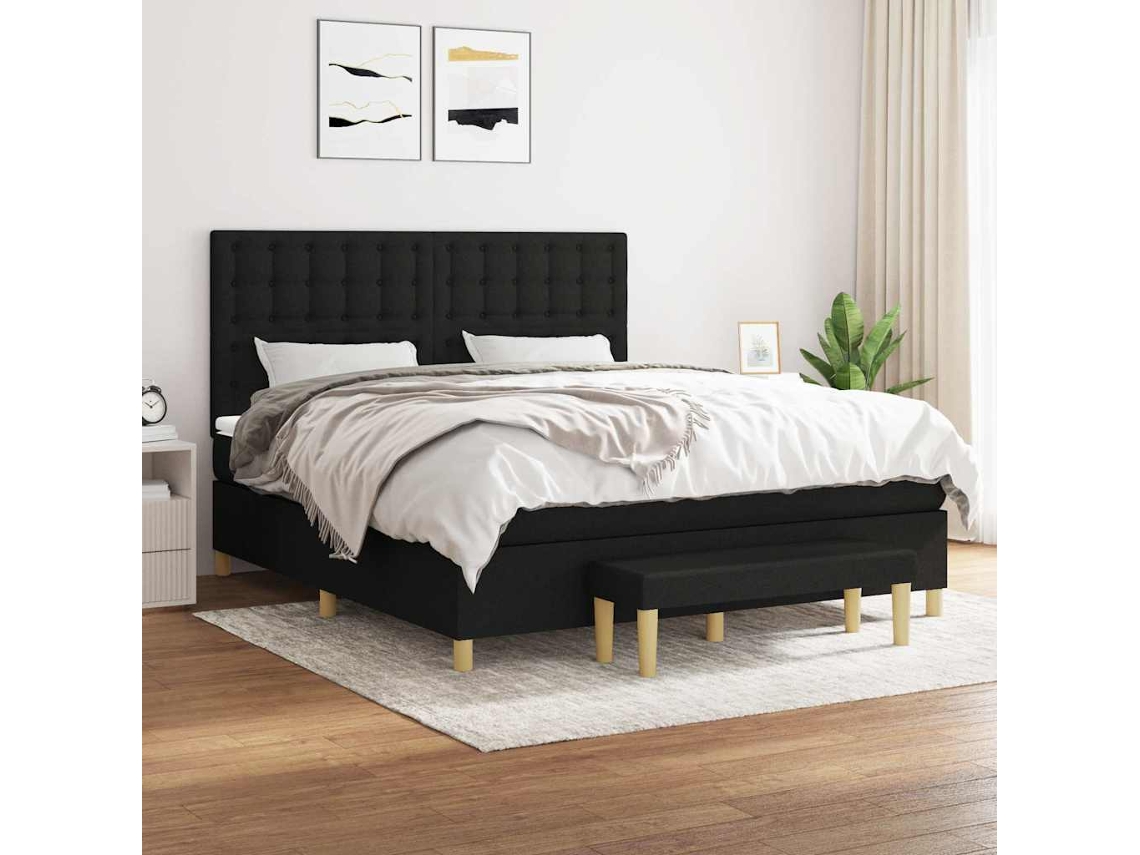 Vidaxl Cama Com Molas/colchão 160x200 Cm Tecido Preto