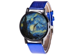 Reloj De Pulsera Unisex De Cuarzo Con Correa De Cuero Pu Zhoulianfa (azul)
