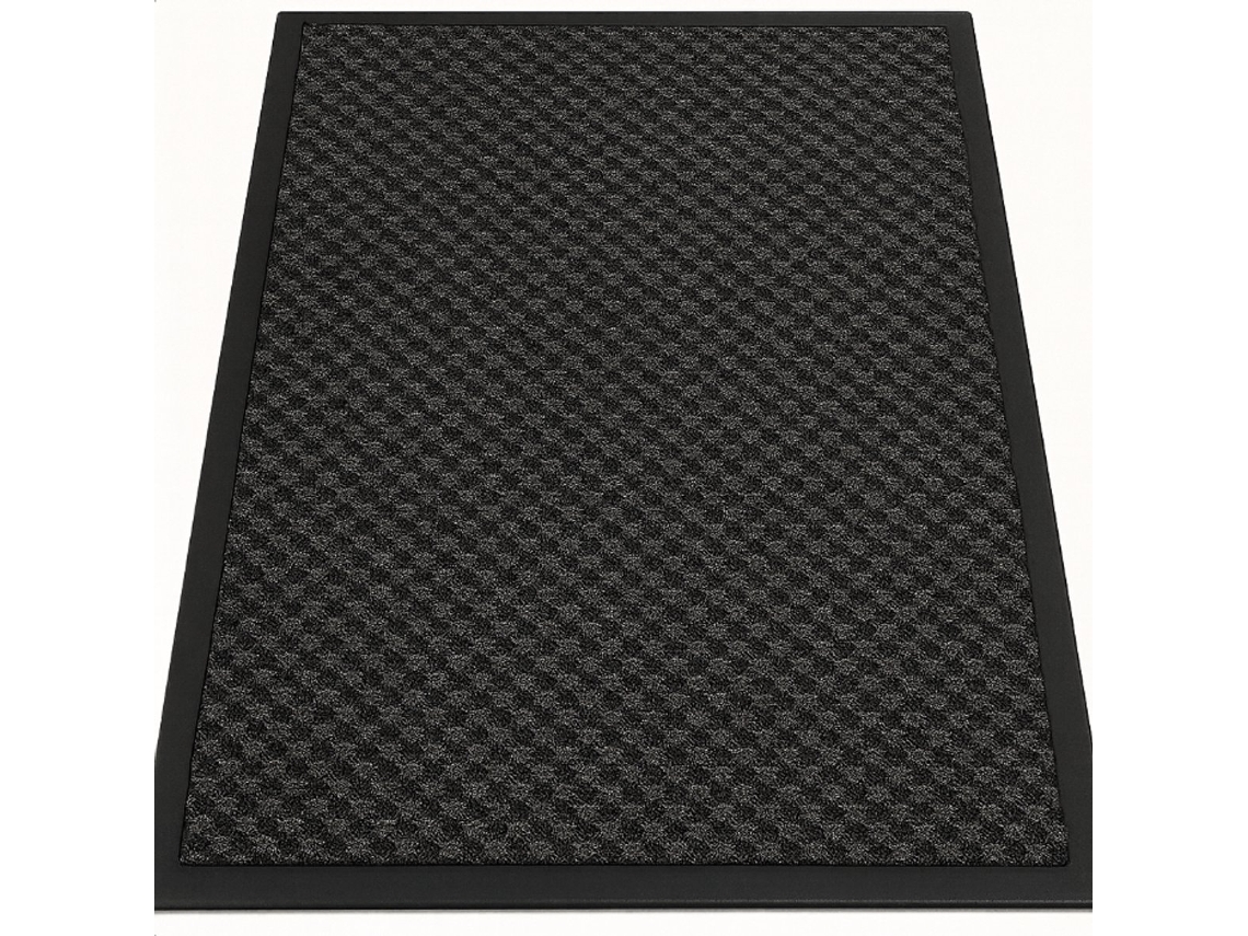 Tapetinho de entrada, anti-deslizante, de silicone, 60x40 cm, cor cinza, com borda alta ZYBLSSBB