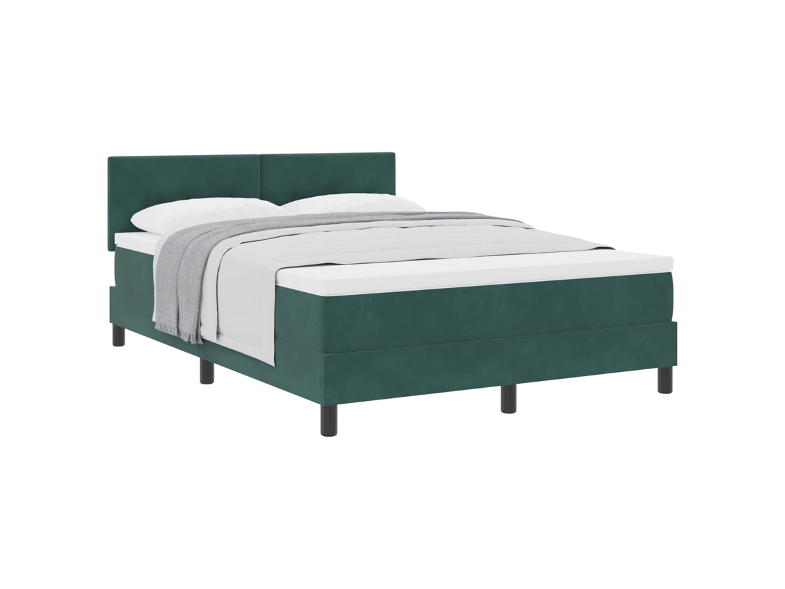 Maison Exclusive - Cama Box Com Cabeceira Verde Escuro 160 X 200 Cm Veludo