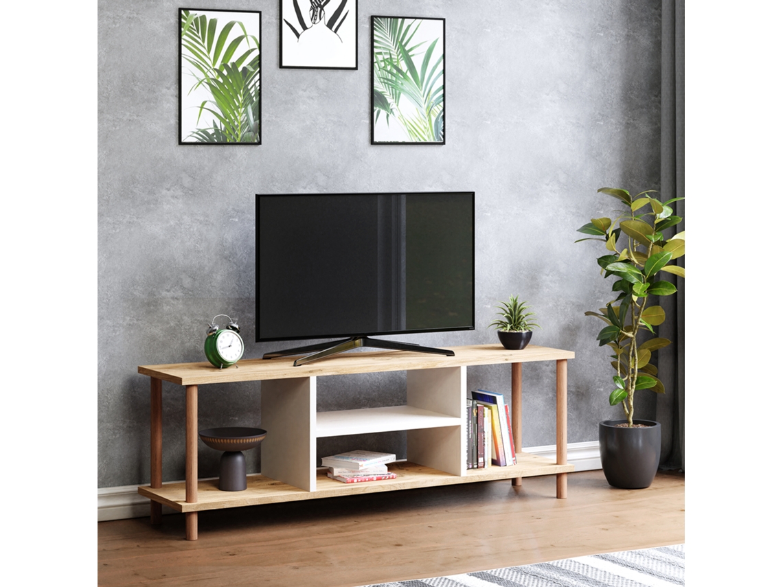 Móvel de TV [EN.CASA] (Bege - Placa de Aglomerado, Madeira de Faia - 43 x 120 x 29 cm)