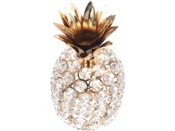 Estatueta Decorativa Abacaxi Cristal Dourado Estar Escritório Material Metálico Resistente Plana Decoração GOKOCO