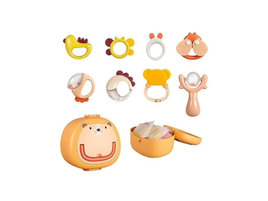 Primerox conjunto 8 Brinquedos Morder Dentes Bebê 0 1 Ano Massagem Gengivas Seguro Resistente Calor