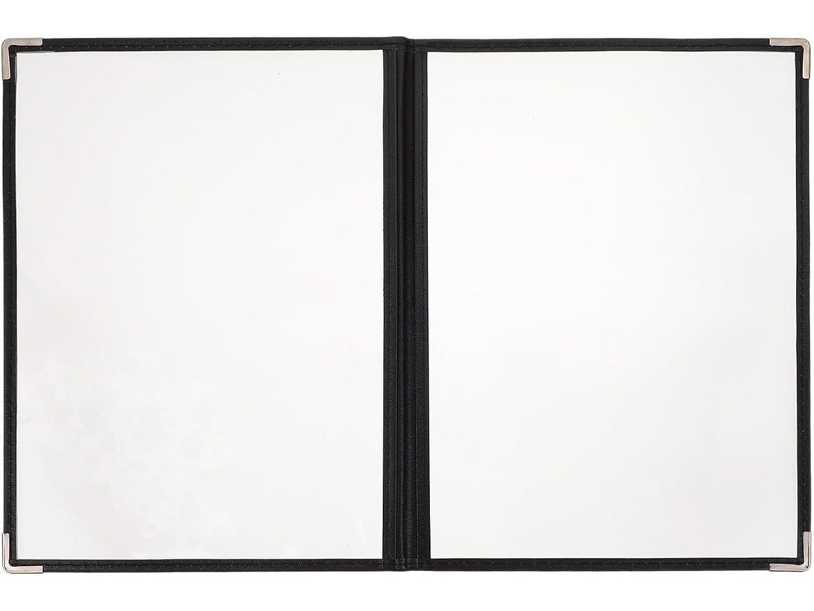 Capa Transparente Em Pvc Para Cardápio Fomiyes, Fichário Com Argolas, 2 Páginas, 4 Lados, Cantos Arredondados, Durável E