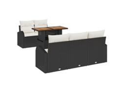 Conjunto 6 Sofá De Jardim Vidaxl Preto Vime Pe (100 X 55 X 73 Cm)