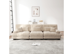 Sofá Modular Canto Marrom Claro 3l, Cama, Chenille.-kd
