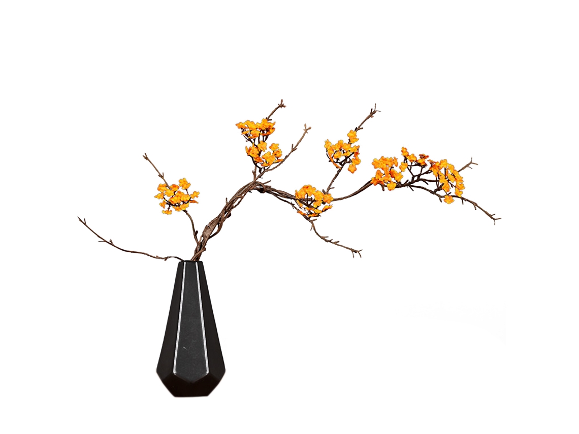 Ramos de flor de cerejeira artificial estilo zen para decoração de casa (laranja) LAXISCREED