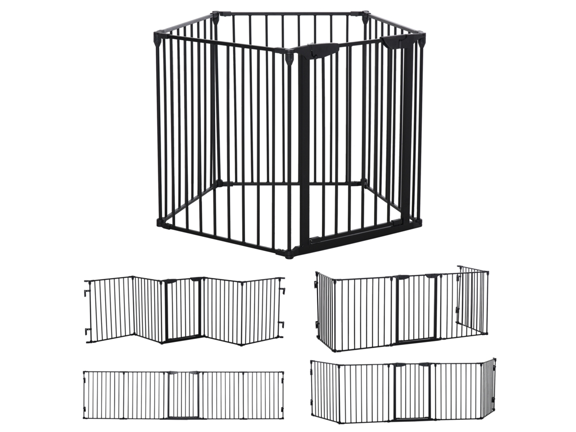 2 - In - 1 Absperrgitter. Pet - Laufstall. Sicherheitstor. Folding. Metal. 300 X 3 X 74. 5 Cm. Black