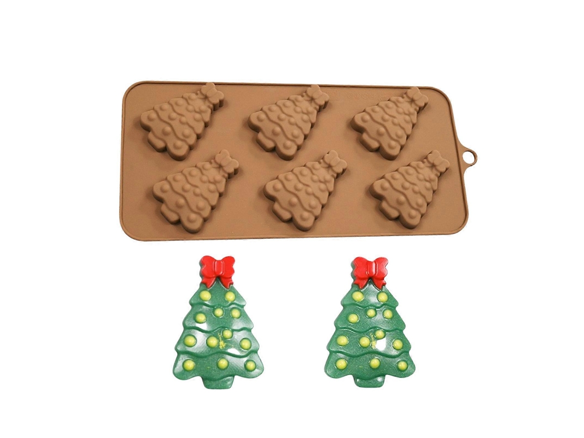 6 Formas De Silicone Em Formato De Árvore De Natal Para Fazer Chocolate E Doces, Formas De Bolo Fáceis De Desenformar Para Festas, Utensílios De Cozin