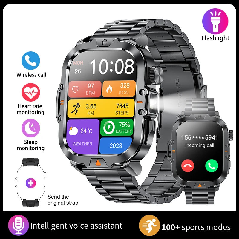 Smartwatch MDUG com rastreador, lanterna e bateria longa