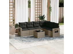 Vidaxl 7 Pcs Conjunto Sofás P/ Jardim C/ Almofadões Vime Pe Cinzento