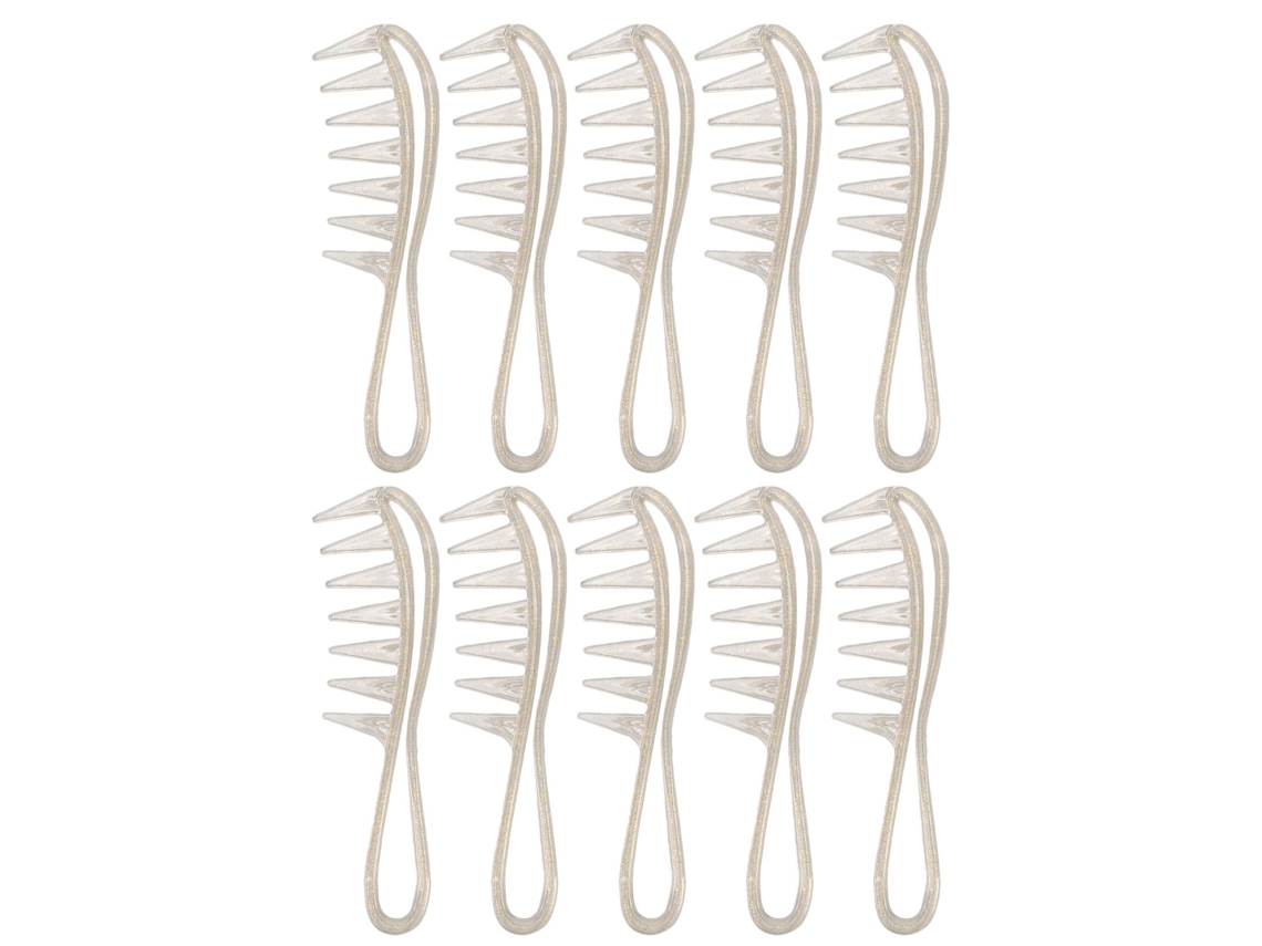 2026 10pcs Pente de Dentes Largos com Cabo Ergonômico Portátil para Cabelo Flash Gold