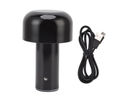 2026 luz de Noche de Hongo Usb Con Control Táctil, Brillo Ajustable Y 3 Temperaturas de Color, Dimmable Negro