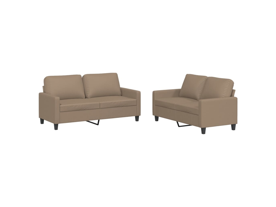 Conjunto de 2 Sofás com Almofadões Couro Artif. Cappuccino MAISON EXCLUSIVE