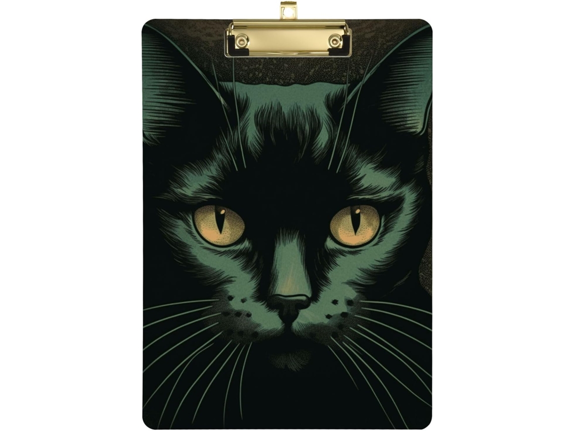 Prancheta Retrô Em Formato De Cabeça Gato, Verde E Preta, De Plástico, Ideal Enfermagem, Escritório E Cuidados Com