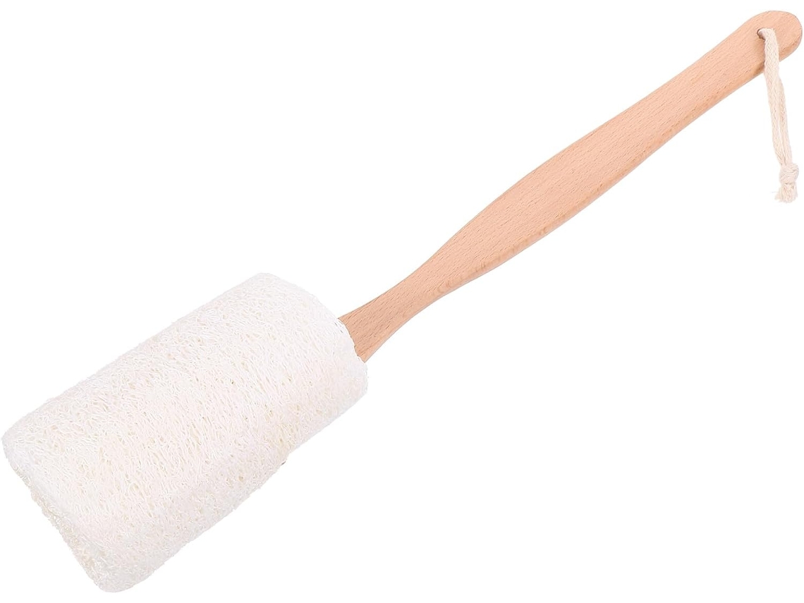Esponja De Bucha Vegetal Com Cabo Madeira Para Esfoliação Corporal, Limpeza Profunda E Massagem Relaxante, Adequada Para