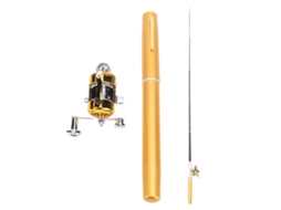 Vara de Pesca Pen Leve Resistente com Molinete Ouro 21cm