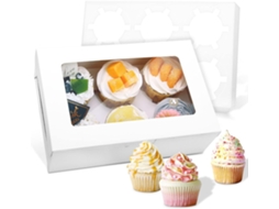 Caixa para Muffins com 6 Compartimentos, Caixa para Biscoitos e Cupcakes, Embalagem para Pastelaria e Bolos, 10 Unidades DUREFORWARD