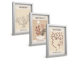 Quadros Decorativos Para Paredelinhas De Plantas Modernas Moldura Prateada Quadros Para O Escritório Espelharte (3 Peças 20x30 Cm)