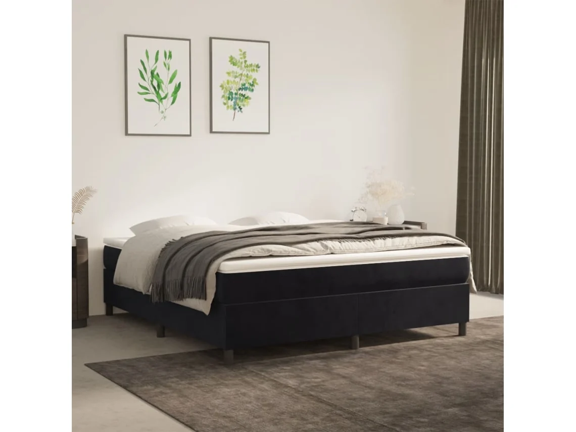 Vidaxl Estrutura De Cama Com Molas 160x200 Cm Veludo Preto