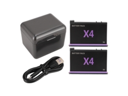 Battery Charger For X4 3 Slot Battery Charging Hub With Storage Card Slot Type C Cable 2 Replacement Batteries 2500mah LAXISCREED