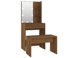 Dressing Table Set With Led, Dressing Table Sets With Leds Vidaxl Marrom Madeira Processada (60 X 40 X 140 Cm)