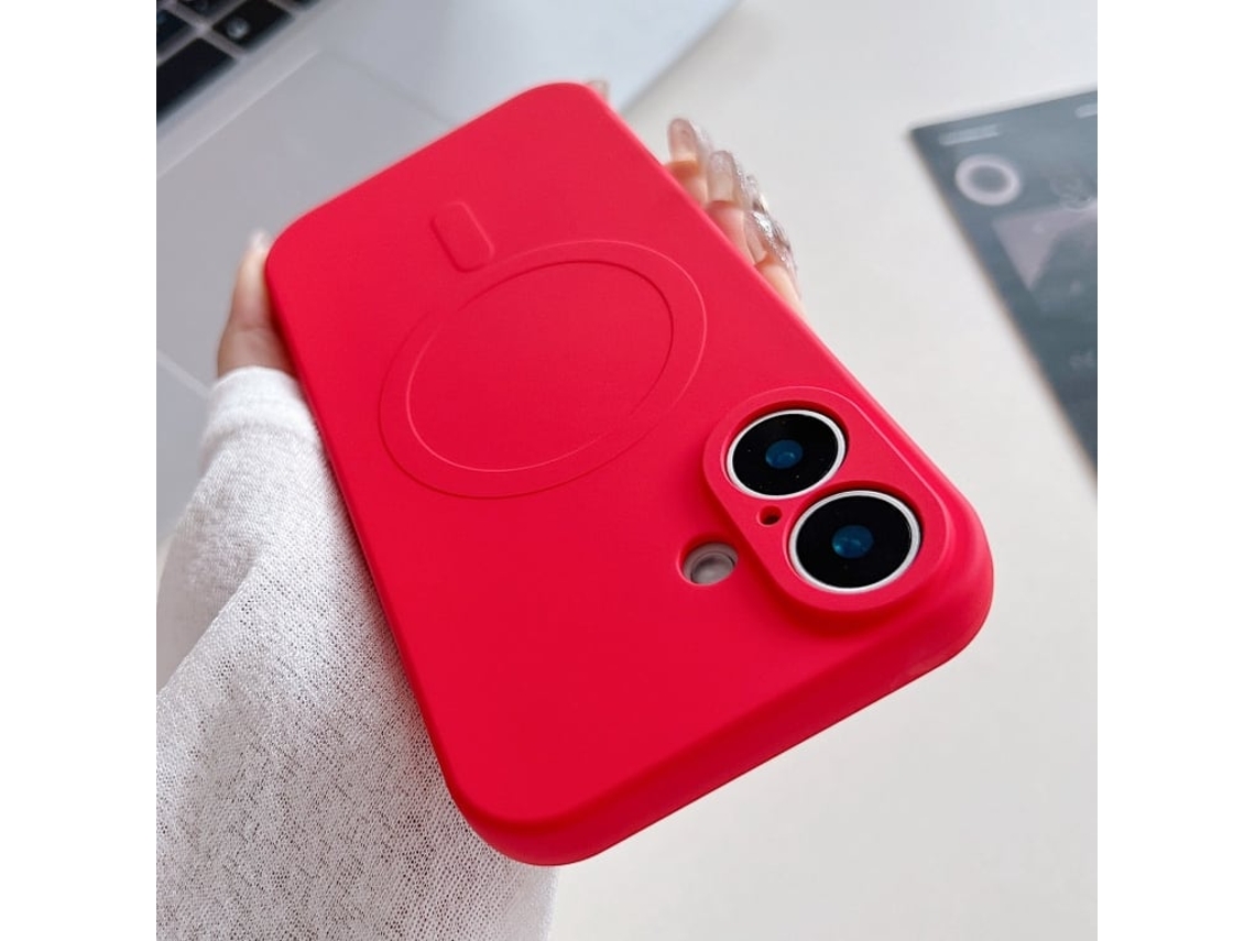 Capa Magsafe Para Iphone 16 - Silicone Líquido Com Cor Sólida | Magnética - Vermelha