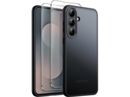 Capa Fosca 3 Em 1 Para Samsung Galaxy S25 Fe Com 2 Protetores De Tela De Vidro Temperado, Para Luminosa E Resistente A Impactos