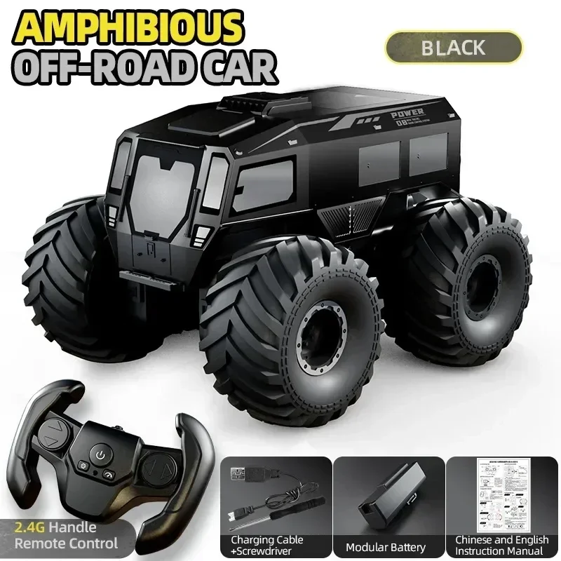 Carro de Controle Remoto 4x4, Veículo Off road com Controle Remoto Sem Fio, com Luzes, Presente para Meninos e Crianças MDUG (preto)
