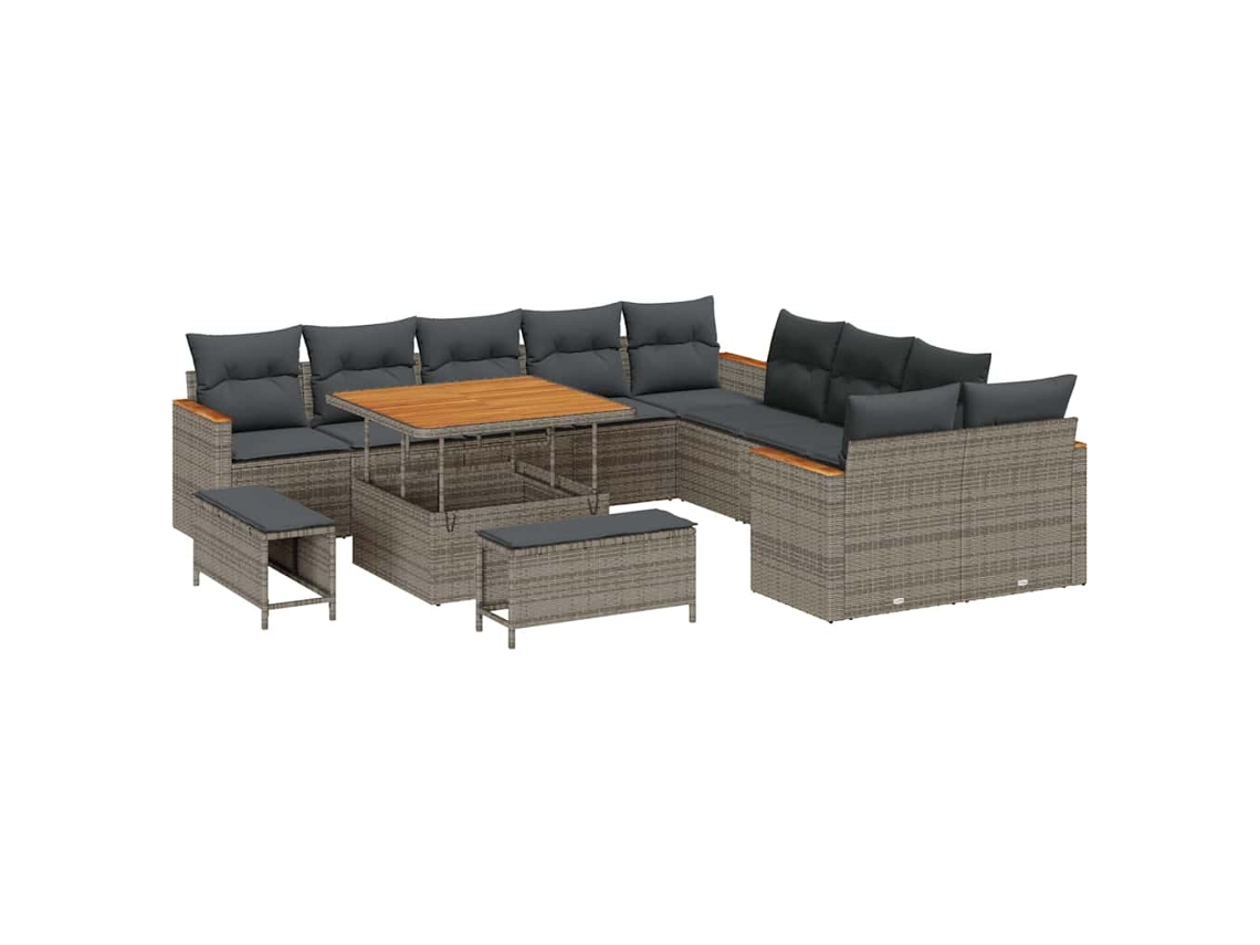 Maison Exclusive - Conjunto De Sofá De Jardim Com Almofada 13 Pcs Cinzeto Vime Pe