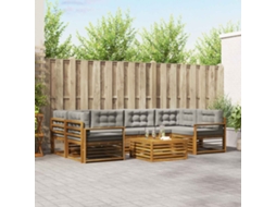 Vidaxl Conjunto De Sofás Para Exterior 7 Unid. Cinza Natural E Claro