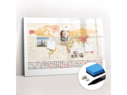 Quadro Magnético Decorativo Design De Mapa-múndi Para O Escritório Espelharte (90x60 Cm)