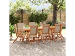 Conjunto 9 Peças De Jantar Para Jardim Acácia Maciça E Textilene Dkd Home Decor