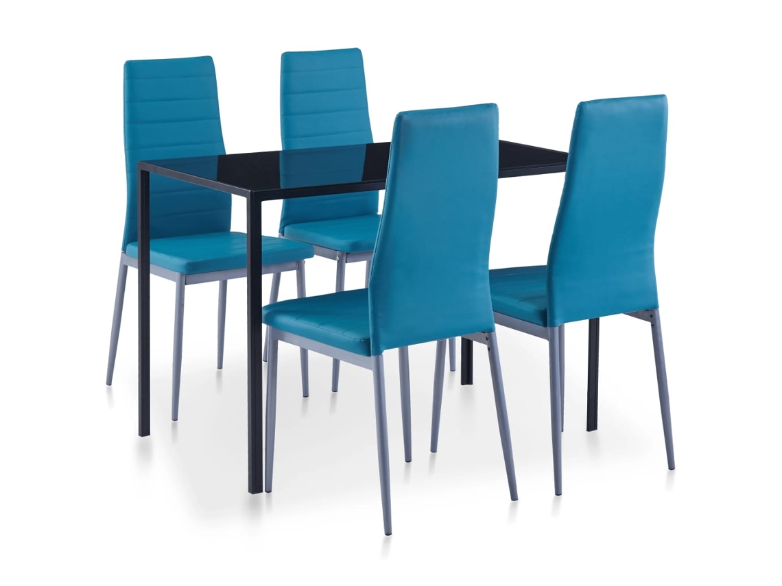 Vidaxl Conjunto De Jantar 5 Pcs Azul