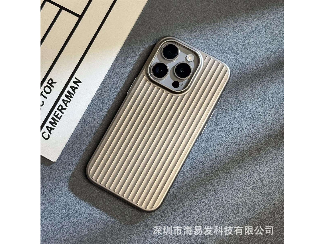 Capa Para Iphone 17 Pro Cinza Titânio Ondulada Fosca Eletroplaqueada Com Textura Resistente Em Formato De Grade
