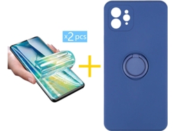 Capa + 2 Películas para iPhone 12 Pro ACCETEL Azul Escuro