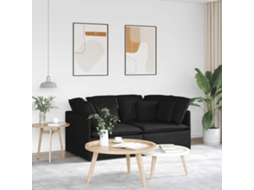 Vidaxl Sofá Modular Com Almofadas Tecido Preto