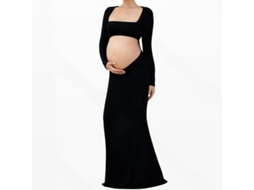 Vestido para Ensaio Fotográfico de Gestante, Vestido Longo Preto Sem Costas, L PANOONA