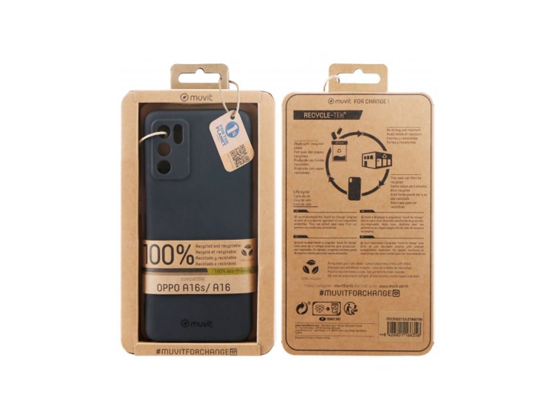 Capa Oppo A16s MUVIT Recicletek Preto