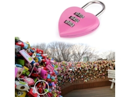 Cadeado Com Código, Pequeno, Formato Coração, Rosa